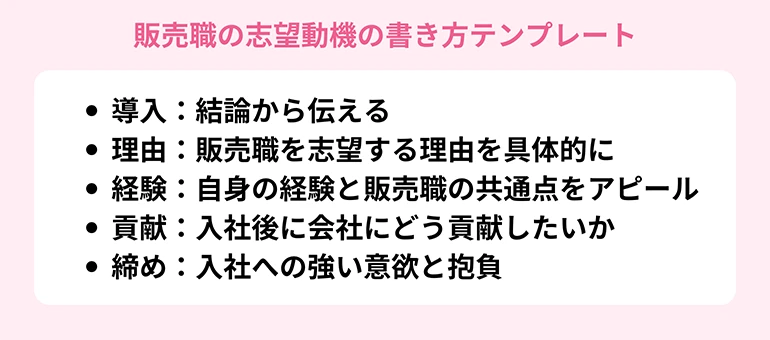 販売職の志望動機の書き方テンプレート